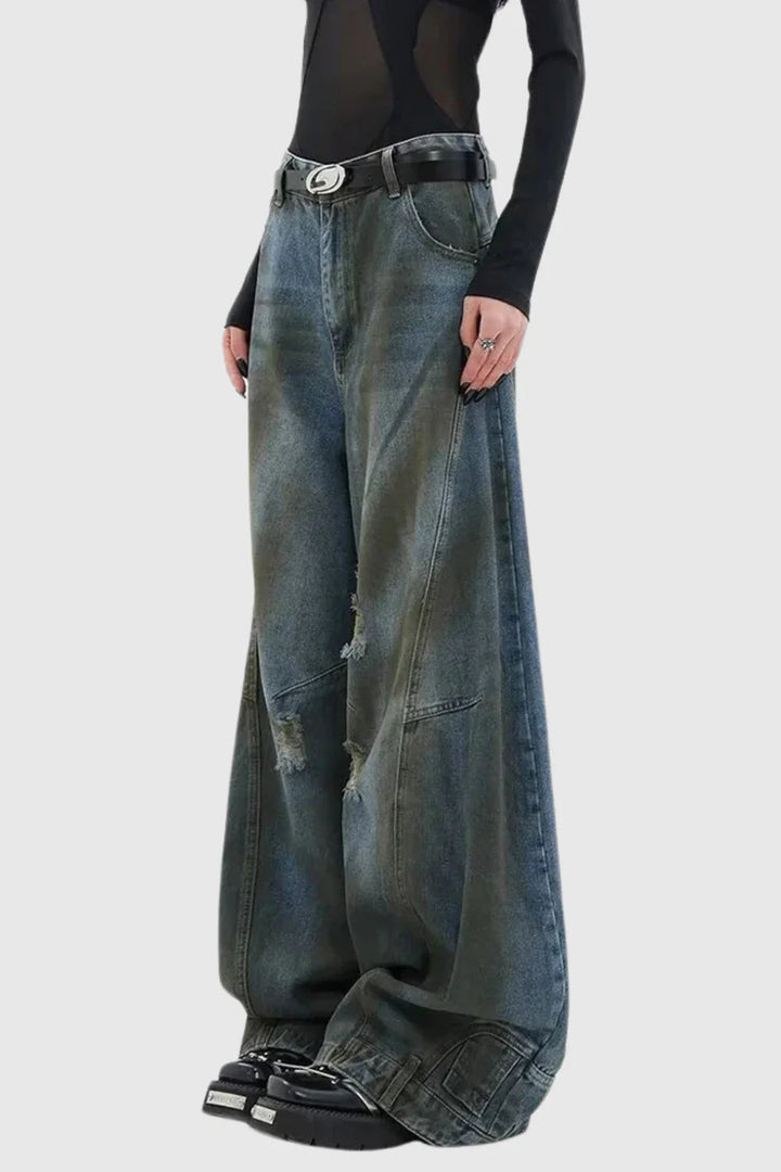 Raissa Deconstruct Torn Wide Jeans - Stellouette