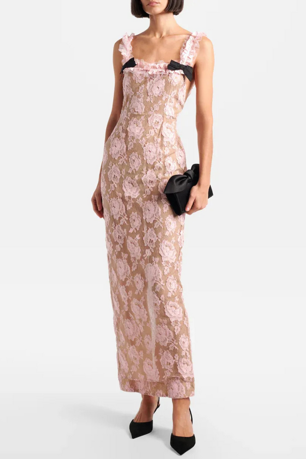 Milada Leopard Backless Silk Maxi Dress