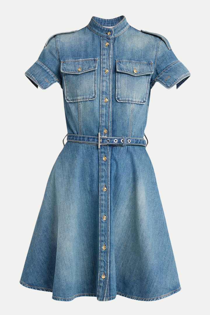 Rigby Belted Denim Mini Dress - Stellouette