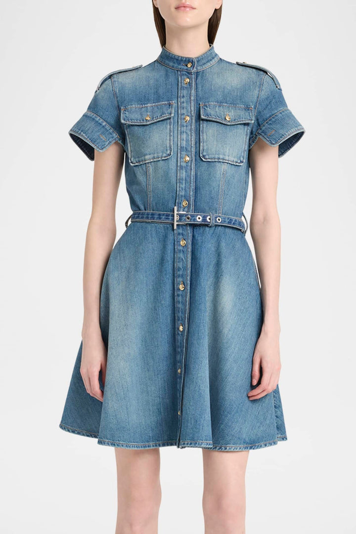 Rigby Belted Denim Mini Dress - Stellouette