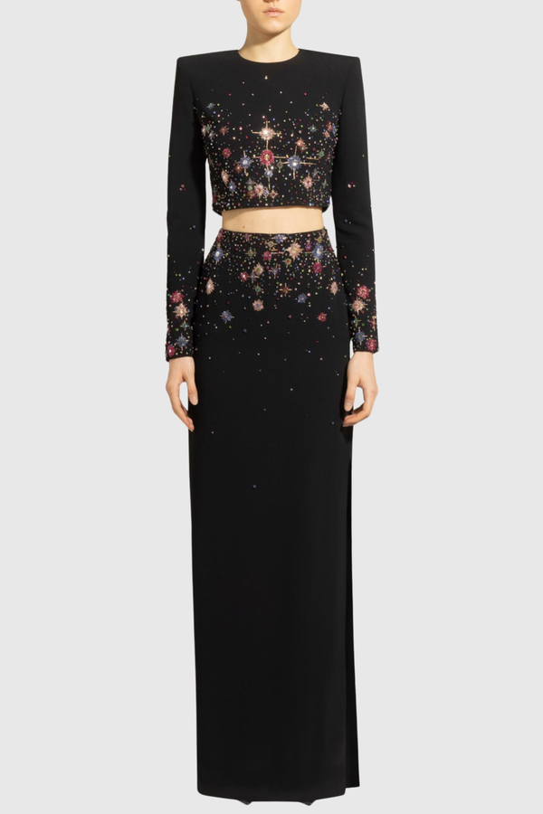 Roanya Star Crystal Embellished Top & Skirt Set