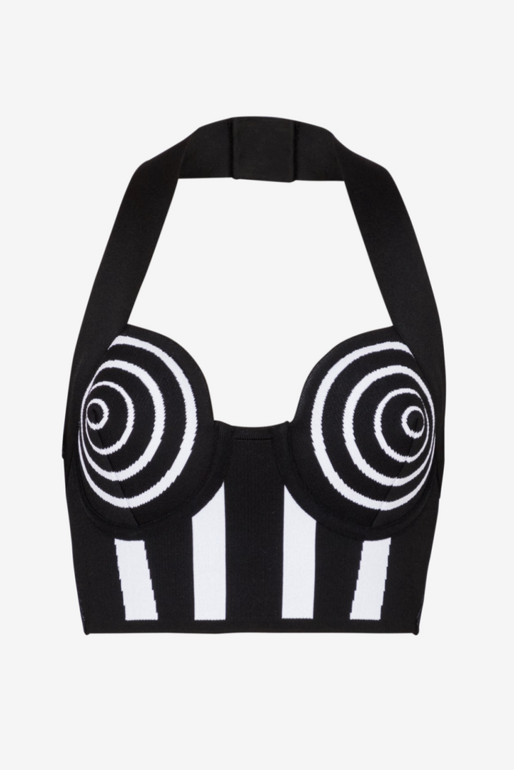 Ruelle Striped knit Halter Bandage Set - Stellouette