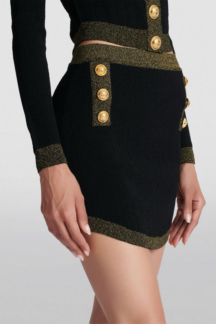 Ryvia Buttoned Knit Mini Skirt and Cardigan - Stellouette