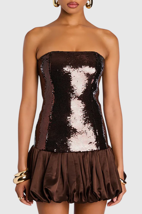 Serina Strapless Sequin Bubble Mini Dress