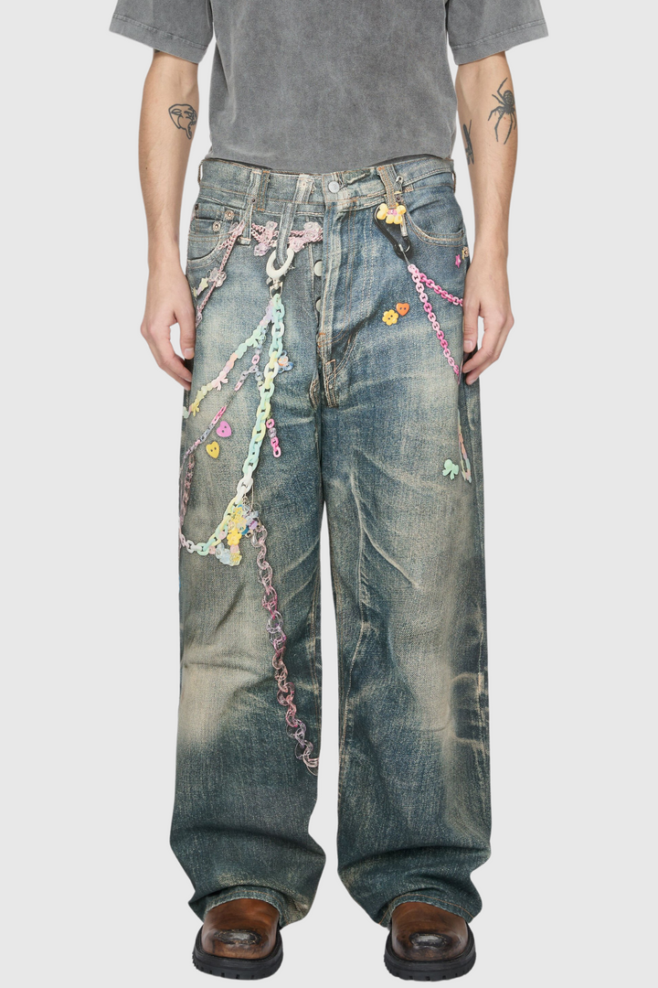 Yenpha Chain Print Wide Jeans - Stellouette